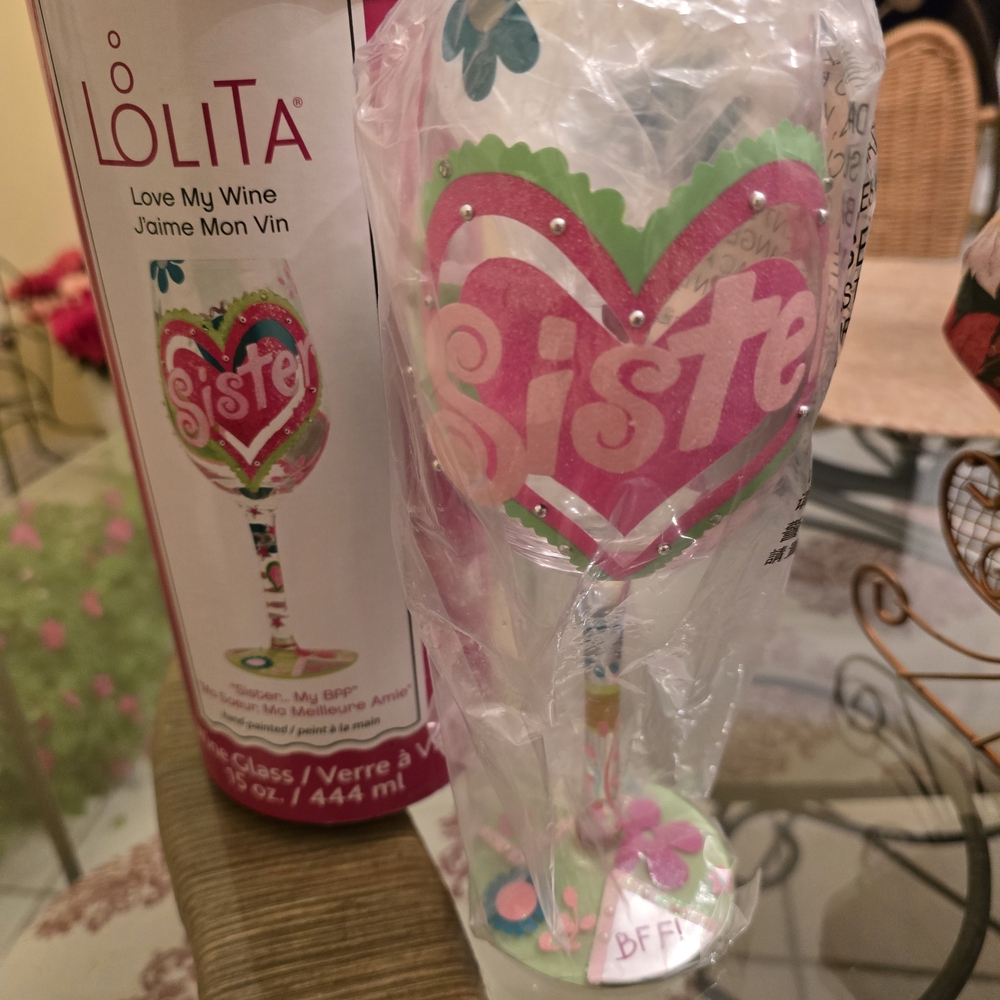 Lolita BFF Sister Wine Glass - Pink and Green